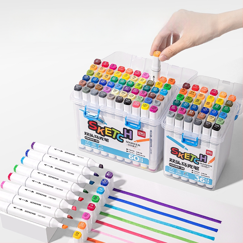 Deli HM389 Kahekordne marker suure mahutavusega reservuaariga, kiiresti kuivanud õlipõhine ning akvarelliefektiga