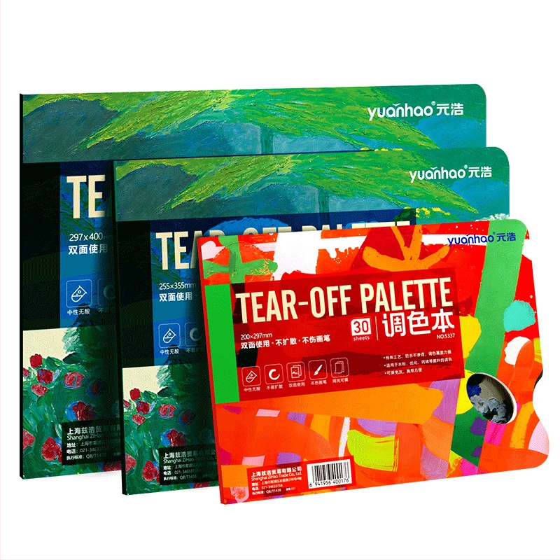 Papierová paleta na miešanie pigmentov – obojstranná, ľahko trhajúca sa, jednorázová, pre študentov umenia