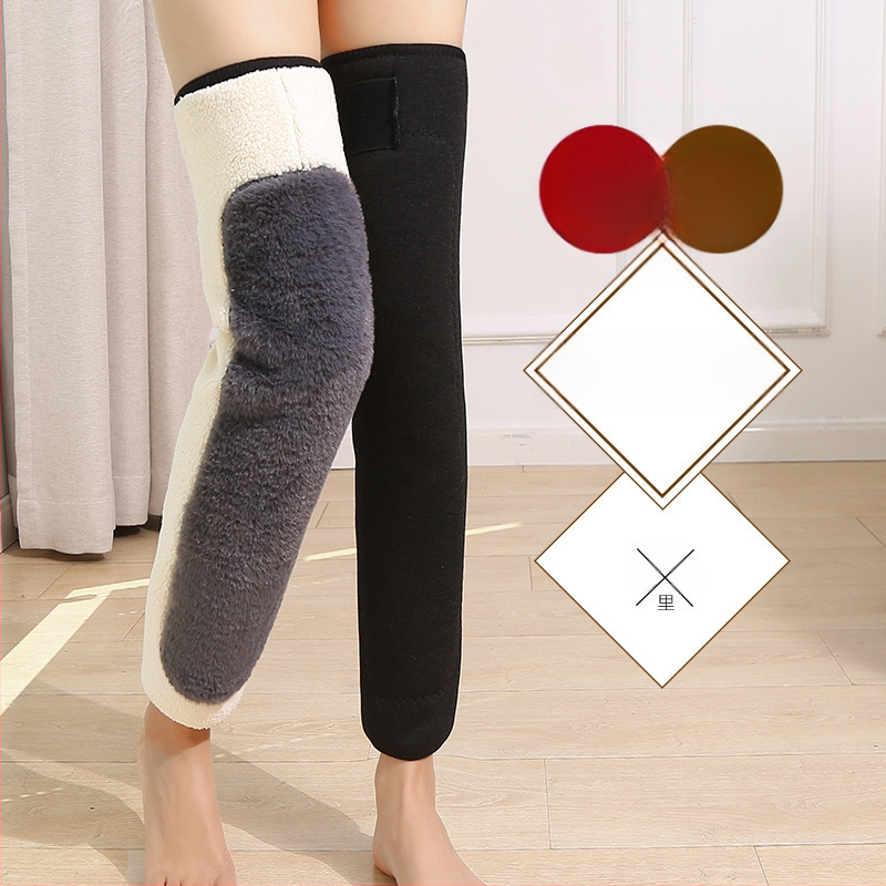 Žieminiai neslystantys kelio įtvarai iš avies vilnos suaugusiems, ilgesni kojų šildytuvai šaltoms kojoms ir sąnarių apsauga