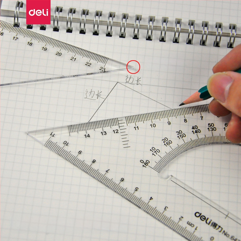 Deli trijstūra lineālais zīmēšanai, plastmasas, modeļi 6415/6420/6425/6430/6435/6440/6445, divu iepakojumu iepakojums