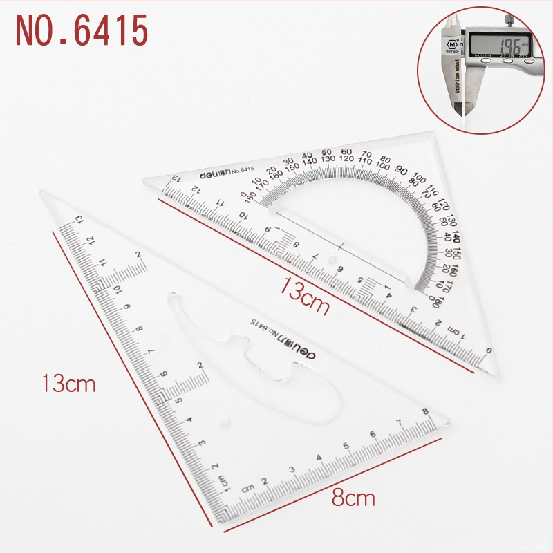 Deli trijstūra lineālais zīmēšanai, plastmasas, modeļi 6415/6420/6425/6430/6435/6440/6445, divu iepakojumu iepakojums