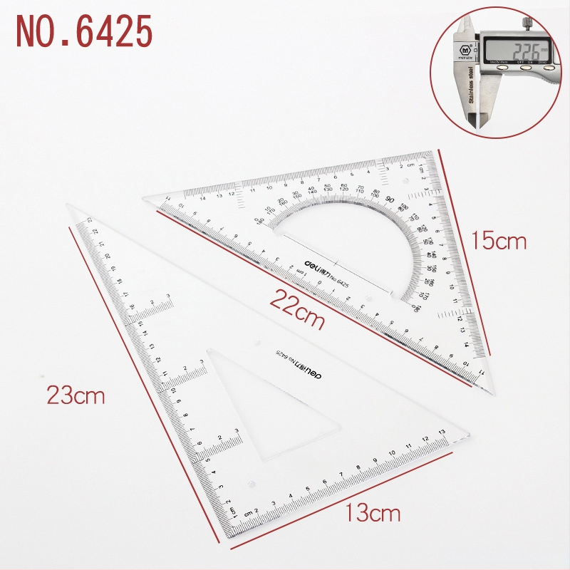 Deli trijstūra lineālais zīmēšanai, plastmasas, modeļi 6415/6420/6425/6430/6435/6440/6445, divu iepakojumu iepakojums