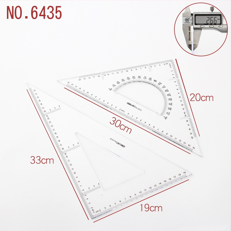 Deli trijstūra lineālais zīmēšanai, plastmasas, modeļi 6415/6420/6425/6430/6435/6440/6445, divu iepakojumu iepakojums