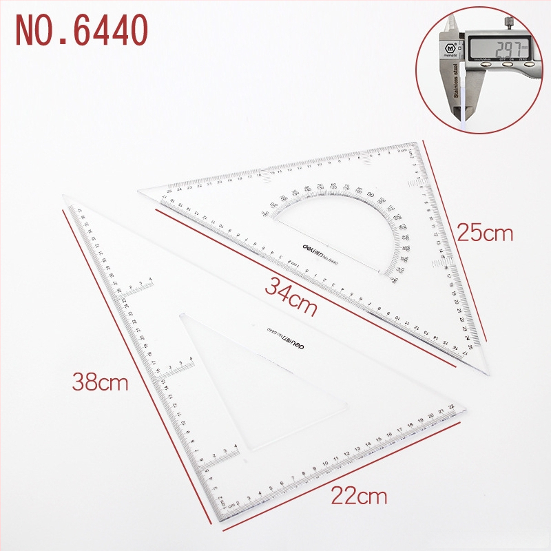 Deli trijstūra lineālais zīmēšanai, plastmasas, modeļi 6415/6420/6425/6430/6435/6440/6445, divu iepakojumu iepakojums