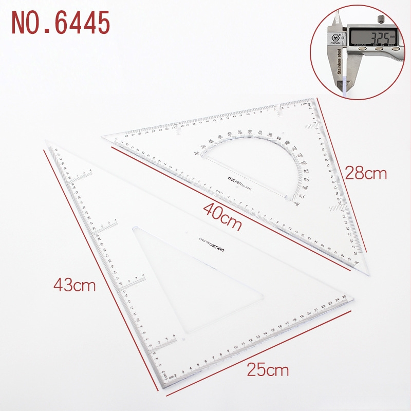 Deli trijstūra lineālais zīmēšanai, plastmasas, modeļi 6415/6420/6425/6430/6435/6440/6445, divu iepakojumu iepakojums