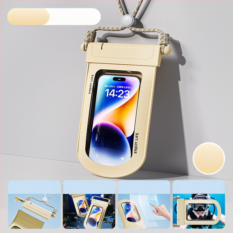 Vandeniui atsparus telefono dėklas su lietimui jautriu langu plaukiojimui ir raftingui, skaidrus uždarytas maišelis nuotraukoms po vandeniu