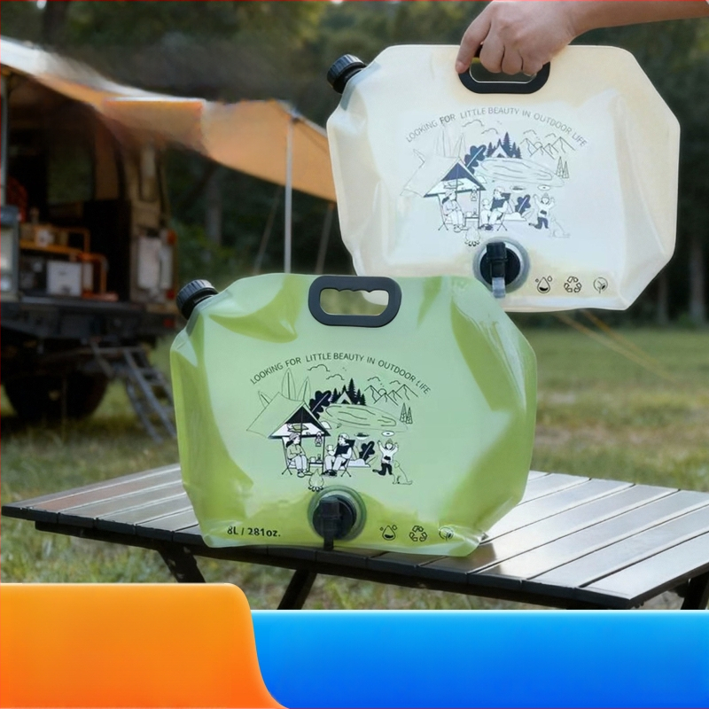 Väliskasutuseks kokkupandav veekott, 8 L maht, PE/TPE materjal, lihtne stiil, matkamiseks