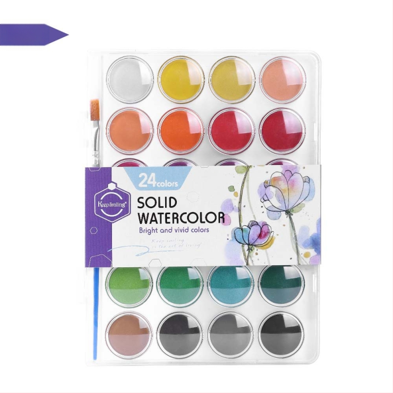 Keepsmiling Akvareļu krāsu komplekts - Plastmasas + cietas akvareļu krāsas, caurspīdīga ABS kaste, akvareļu gleznošanai