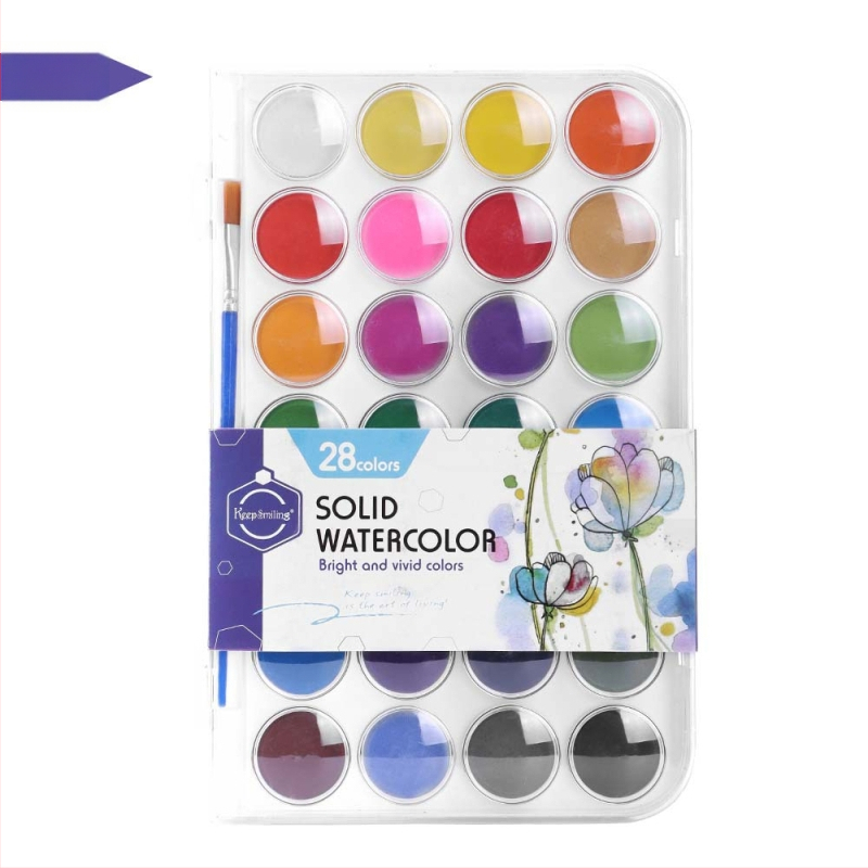 Keepsmiling Akvareļu krāsu komplekts - Plastmasas + cietas akvareļu krāsas, caurspīdīga ABS kaste, akvareļu gleznošanai