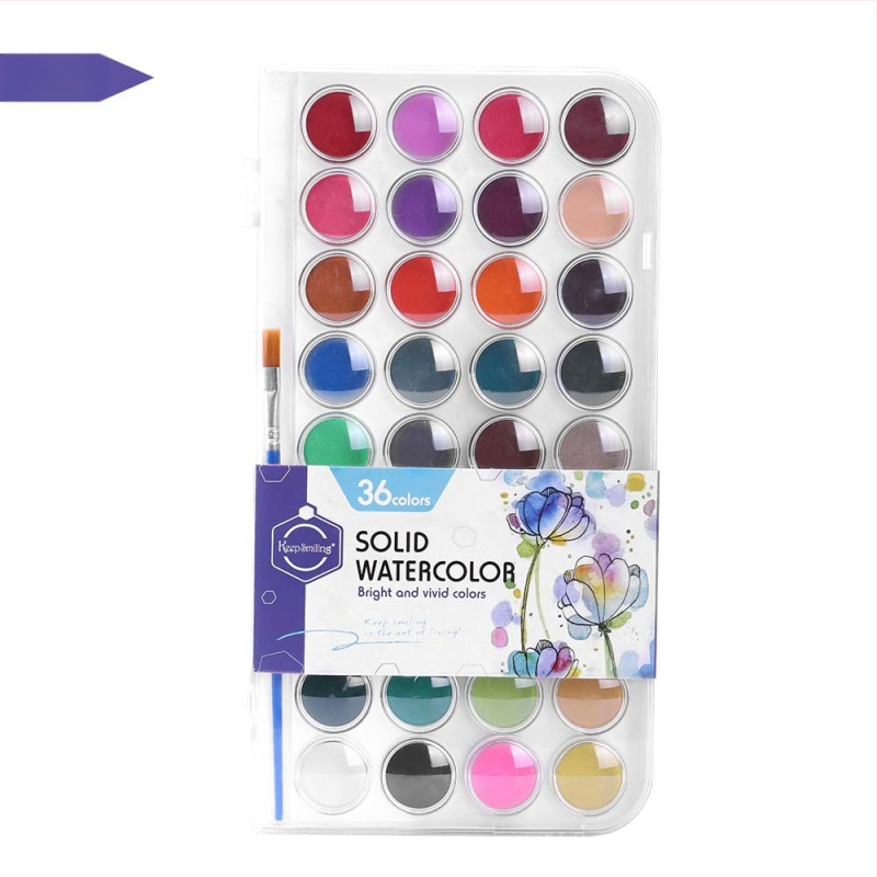 Keepsmiling Akvareļu krāsu komplekts - Plastmasas + cietas akvareļu krāsas, caurspīdīga ABS kaste, akvareļu gleznošanai