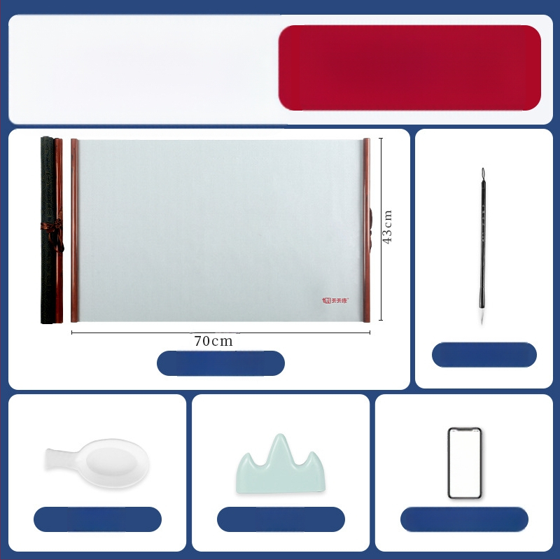 Kaligrafijos praktikos rinkinys su vandens rašymo audiniu ir ritinine ašimi (Serija: Water Writing Cloth; Medžiaga: Printed Oxford Cloth; Paskirtis: Kaligrafijos praktika; Forma: Stačiakampė)