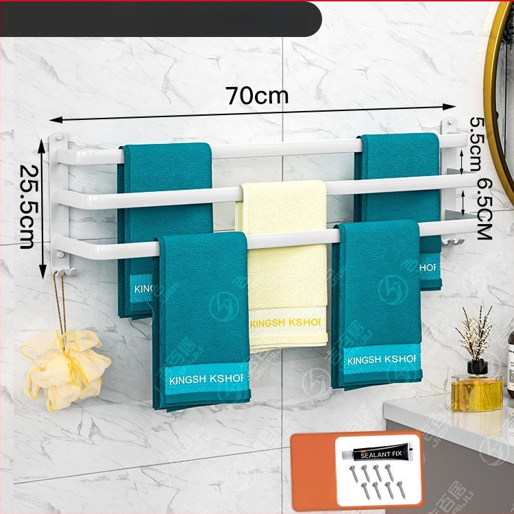 Rankšluosčių laikiklis iš kosminio aliuminio, 3 pakopos, sieninis, rankšluosčių saugojimas