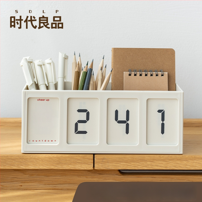 Stalo kalendorius ir rašiklio laikiklis su atskaitos priminimu, modelis SD-2598; medžiaga: plastmasė; forma: kvadratinė; spausdintas logotipas: taip; pritaikymas: taip