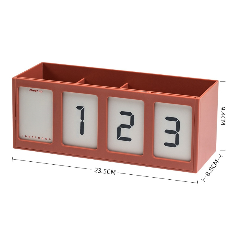 Stalo kalendorius ir rašiklio laikiklis su atskaitos priminimu, modelis SD-2598; medžiaga: plastmasė; forma: kvadratinė; spausdintas logotipas: taip; pritaikymas: taip