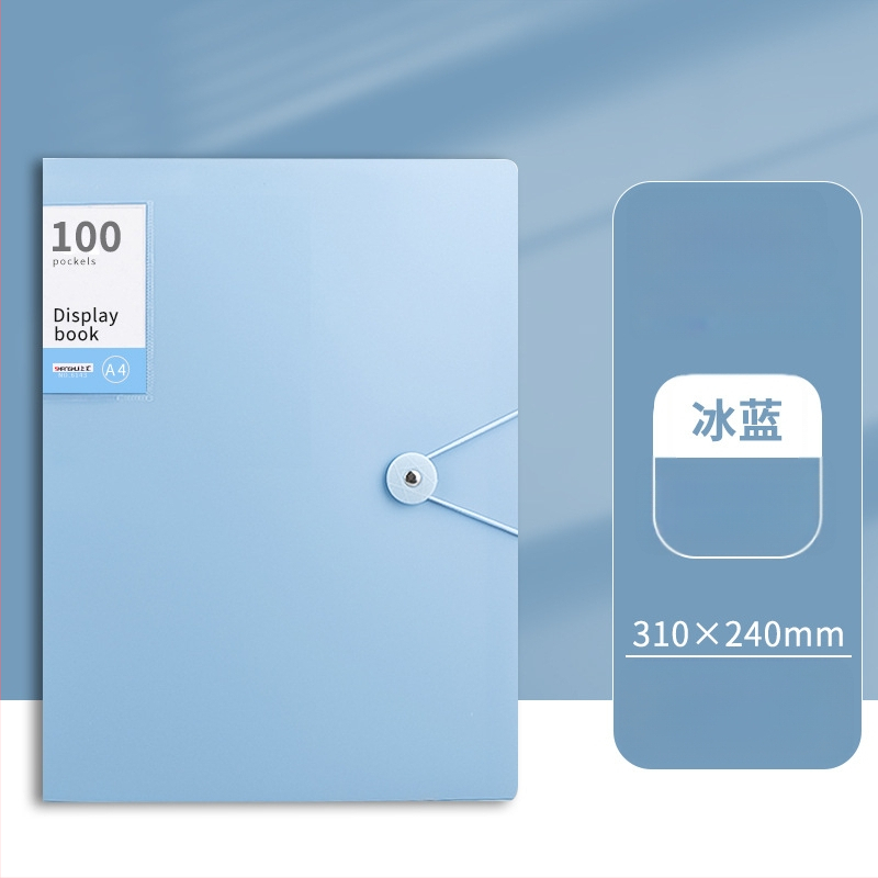 Didelės talpos dokumentų bylą su sagtimi ir skaidriomis įterpimo lapais (PP)