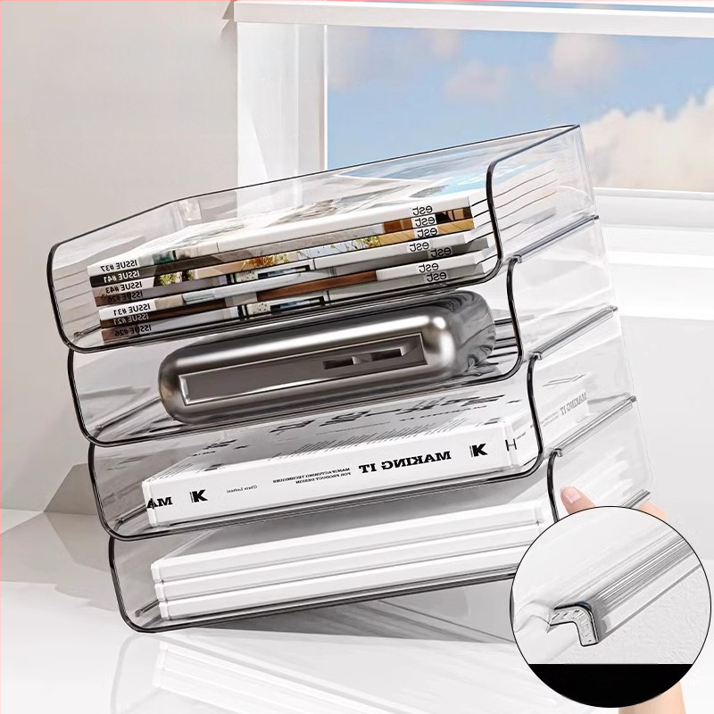 PET medžiagos biuro failų laikiklis, skaidrus daugiasluoksnis saugojimo organizatorius dokumentams, galima dėti vienas ant kito