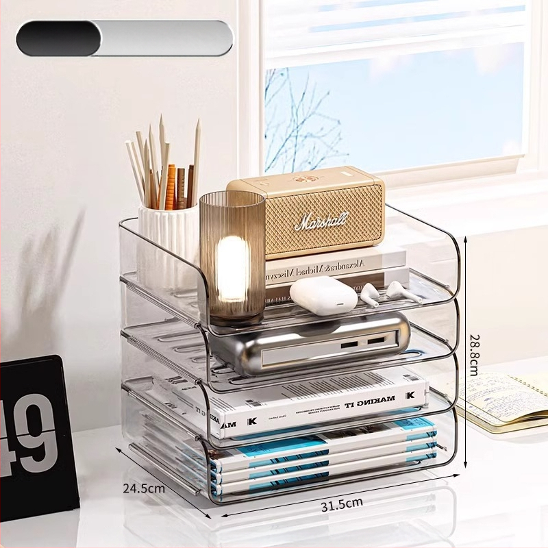 PET medžiagos biuro failų laikiklis, skaidrus daugiasluoksnis saugojimo organizatorius dokumentams, galima dėti vienas ant kito