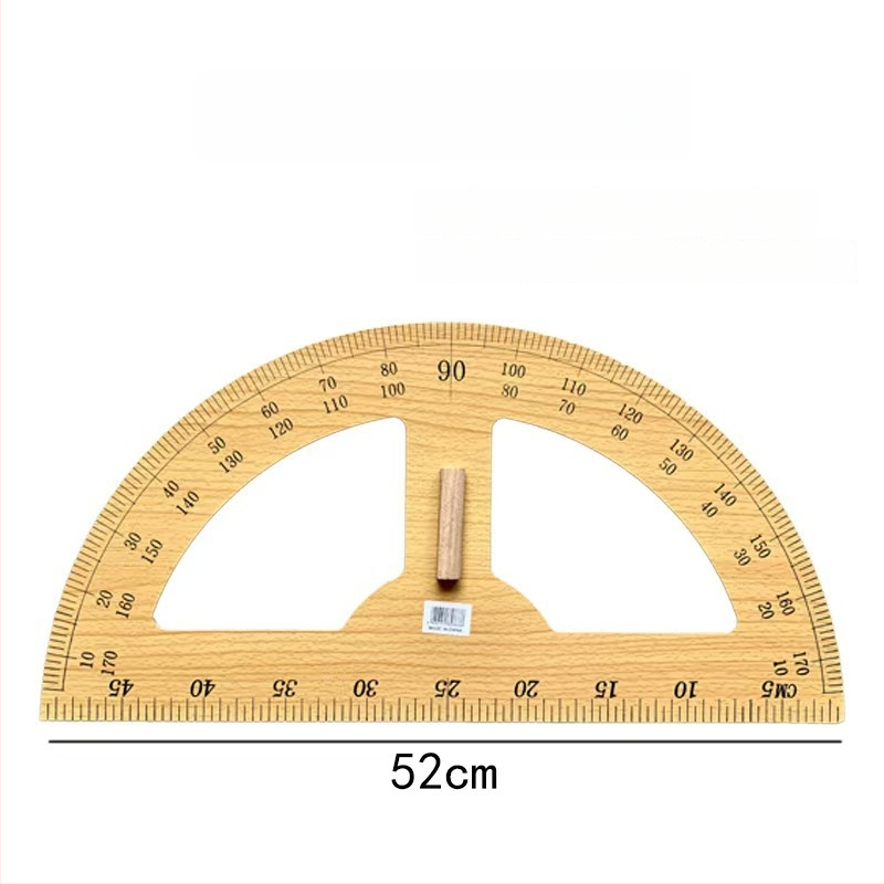 Medinis trikampis liniuotės komplektas su braižymo lenta ir rankena, daugiafunkcinis mokymo įrankis su kampomatu ir pieštuku, 1 kg