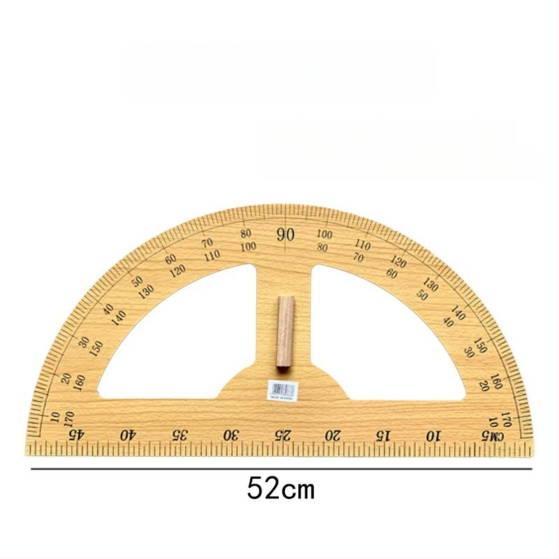 Medinis trikampis liniuotės komplektas su braižymo lenta ir rankena, daugiafunkcinis mokymo įrankis su kampomatu ir pieštuku, 1 kg