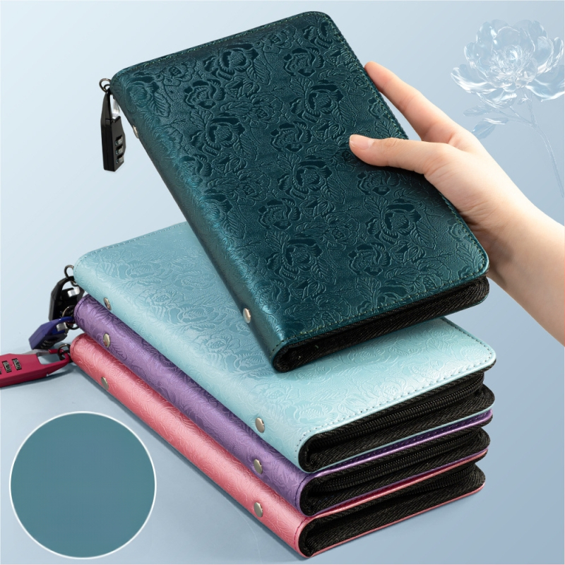 Bankinių depozito lapų laikiklis – PU medžiaga, slaptažodžio užraktas, užtrauktukas, logotipo spauda galima