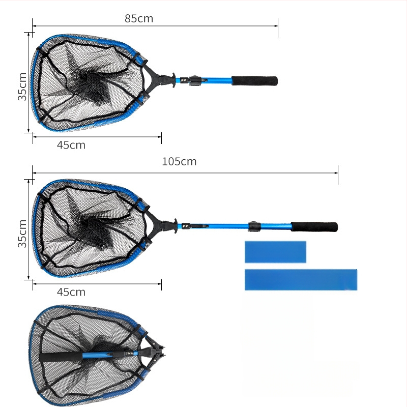 Kalapüügi võrk - kaasaskantav veniv käsivõrk merekalapüügi jaoks, ruutvõrk, alumiiniumisulust raam, nano-liimematerjal