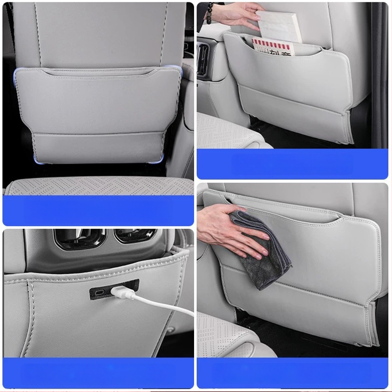 Automobilio galinės sėdynės apsauga — odinė, putų užpildas, logotipo spausdinimas, pritaikomas, tinkamas visoms sezonoms.