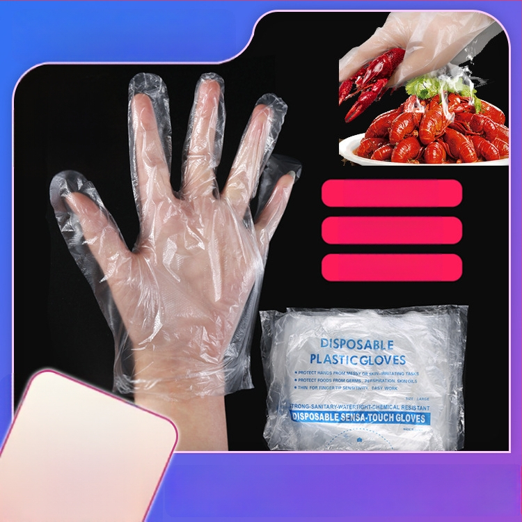 Storos vienkartinės permatnios PE pirštinės, maisto kokybės, tinkamos maitinimui ir grožio paslaugoms, dulkių atsparios