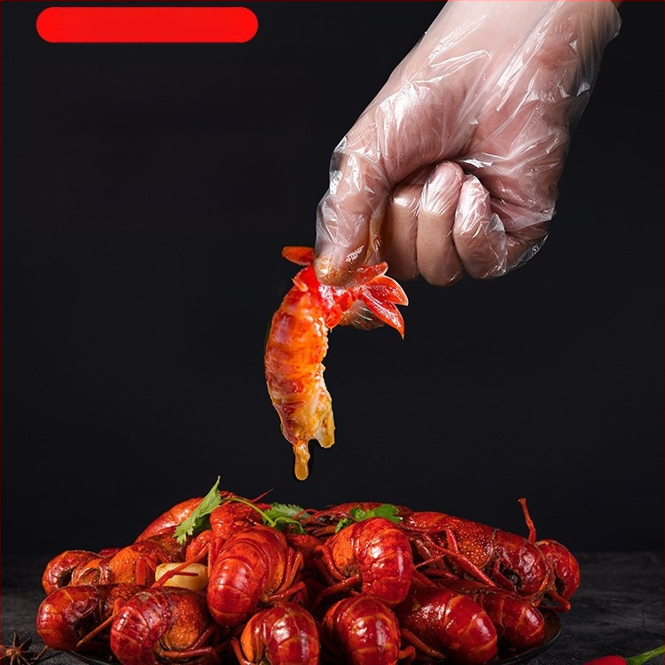 Storos vienkartinės permatnios PE pirštinės, maisto kokybės, tinkamos maitinimui ir grožio paslaugoms, dulkių atsparios