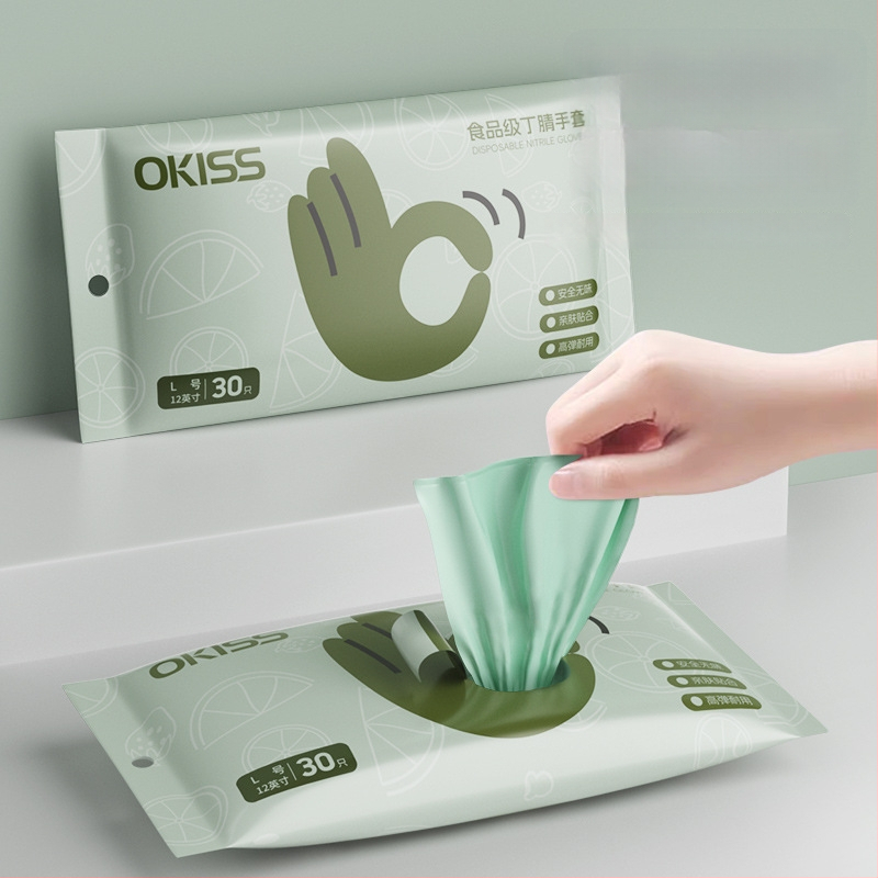 Okiss nitriili köögikindad, paksendatud, toidukvaliteedi klass, 50 tk karbis, päritolu Zhejiang