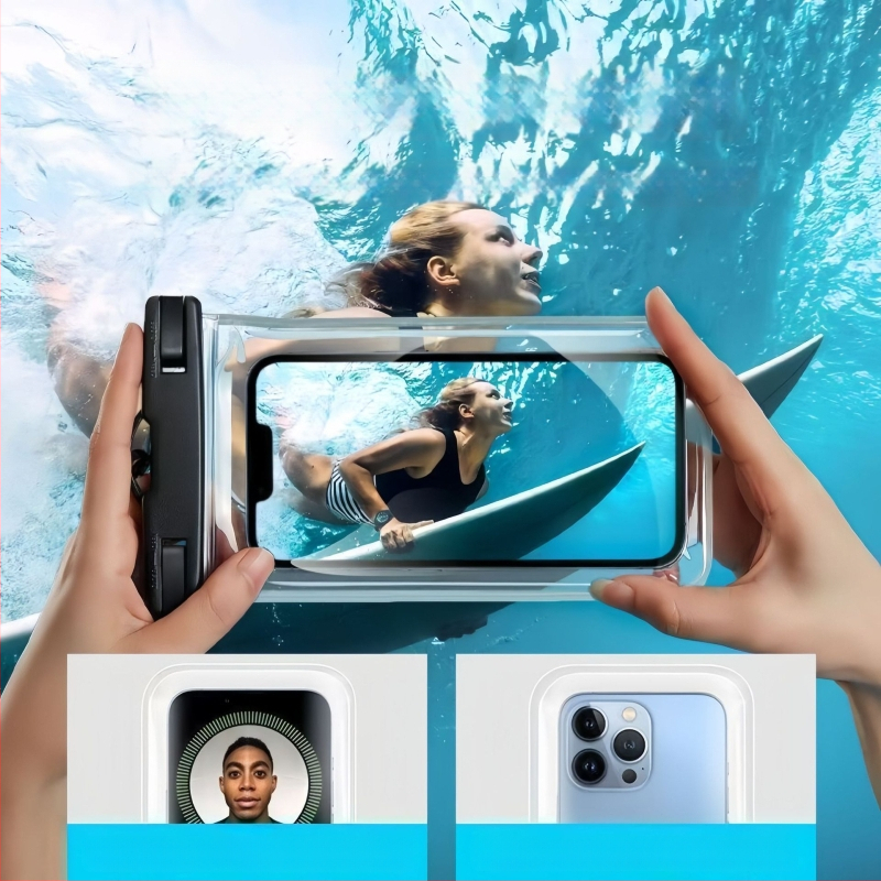 Veekindel telefoniümbris kaelarihmaga, puutetundliku ekraaniga ühilduv, PVC-materjal, veekindel kangas, sobib sukeldumiseks ja välitegevusteks