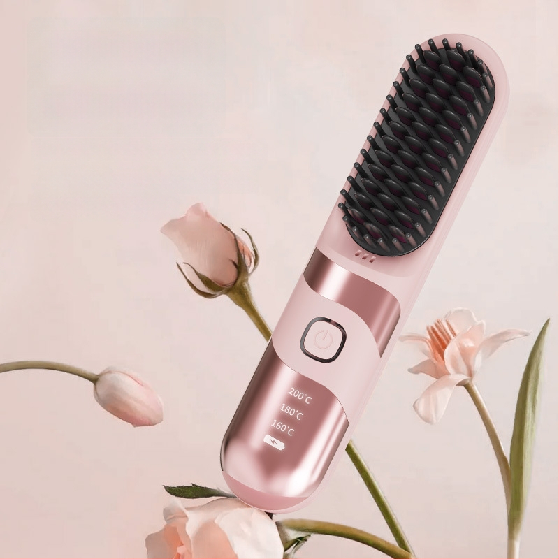 Belaidė plaukų tiesinimo ir garbanojimo šukos su turmalino keramika, dvigubas naudojimas, 3 temperatūros nustatymai, 30W, LCD ekranas