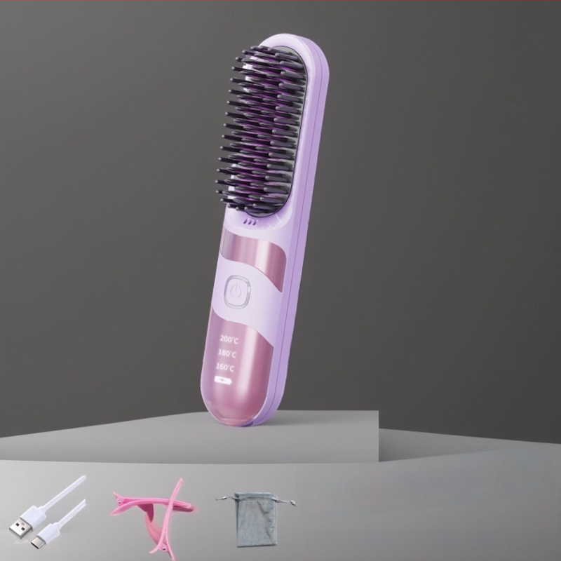 Belaidė plaukų tiesinimo ir garbanojimo šukos su turmalino keramika, dvigubas naudojimas, 3 temperatūros nustatymai, 30W, LCD ekranas
