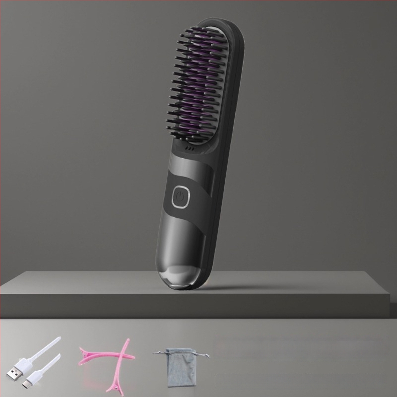 Belaidė plaukų tiesinimo ir garbanojimo šukos su turmalino keramika, dvigubas naudojimas, 3 temperatūros nustatymai, 30W, LCD ekranas