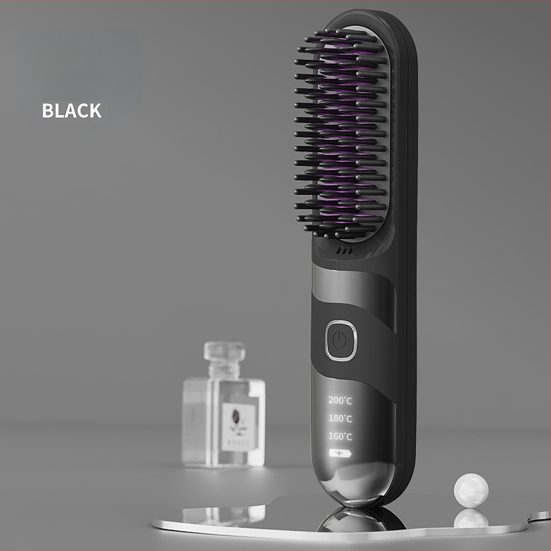Belaidė plaukų tiesinimo ir garbanojimo šukos su turmalino keramika, dvigubas naudojimas, 3 temperatūros nustatymai, 30W, LCD ekranas
