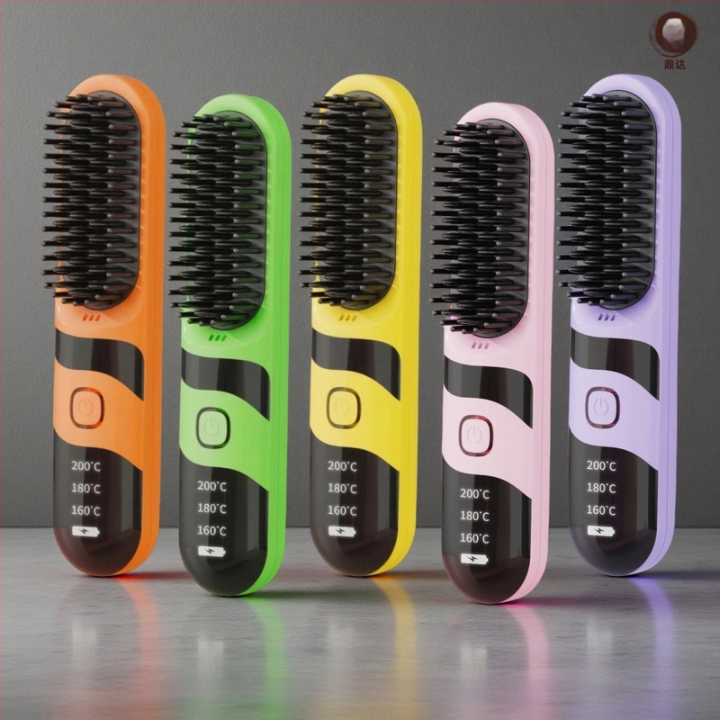 Belaidė plaukų tiesinimo ir garbanojimo šukos su turmalino keramika, dvigubas naudojimas, 3 temperatūros nustatymai, 30W, LCD ekranas