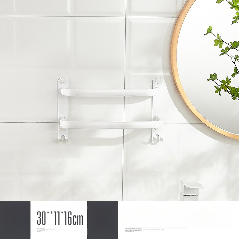 Sieninis rankšluosčio laikiklis be gręžimo – aliuminio lydinys, trijų lygių, 15 kg apkrova, emalio danga