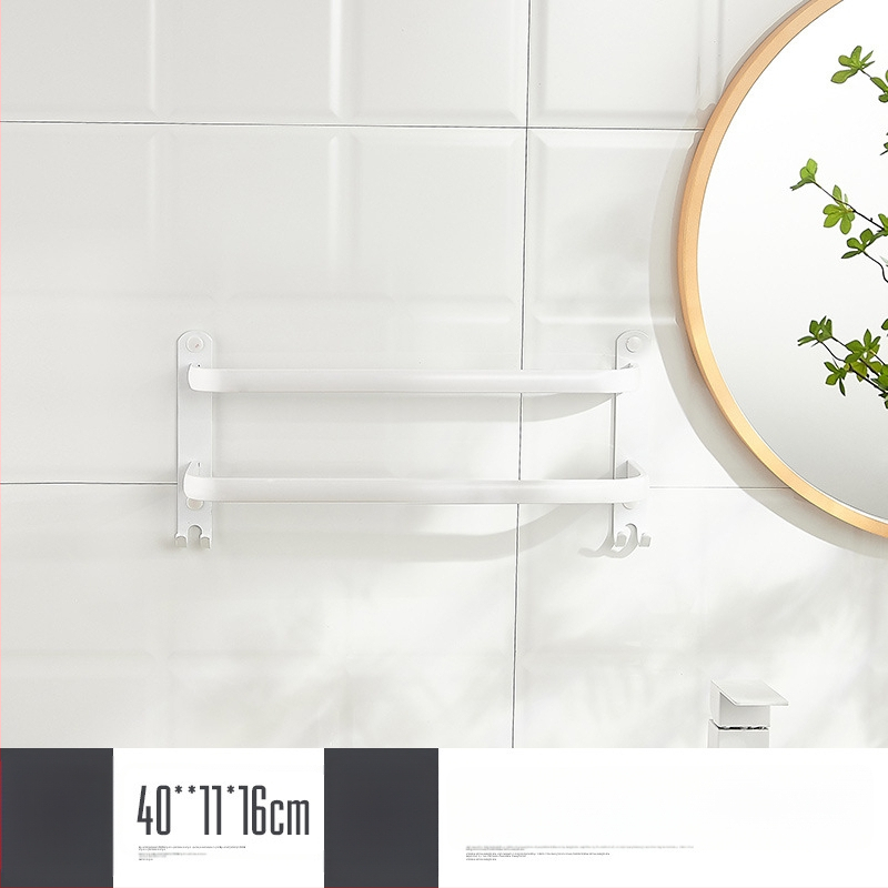 Sieninis rankšluosčio laikiklis be gręžimo – aliuminio lydinys, trijų lygių, 15 kg apkrova, emalio danga