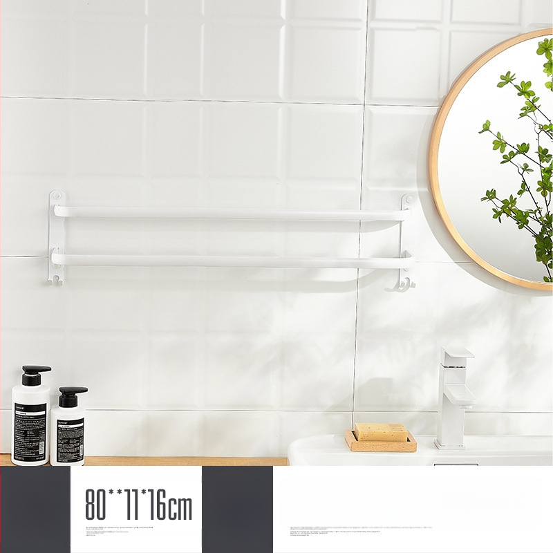 Sieninis rankšluosčio laikiklis be gręžimo – aliuminio lydinys, trijų lygių, 15 kg apkrova, emalio danga