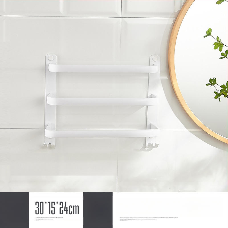 Sieninis rankšluosčio laikiklis be gręžimo – aliuminio lydinys, trijų lygių, 15 kg apkrova, emalio danga