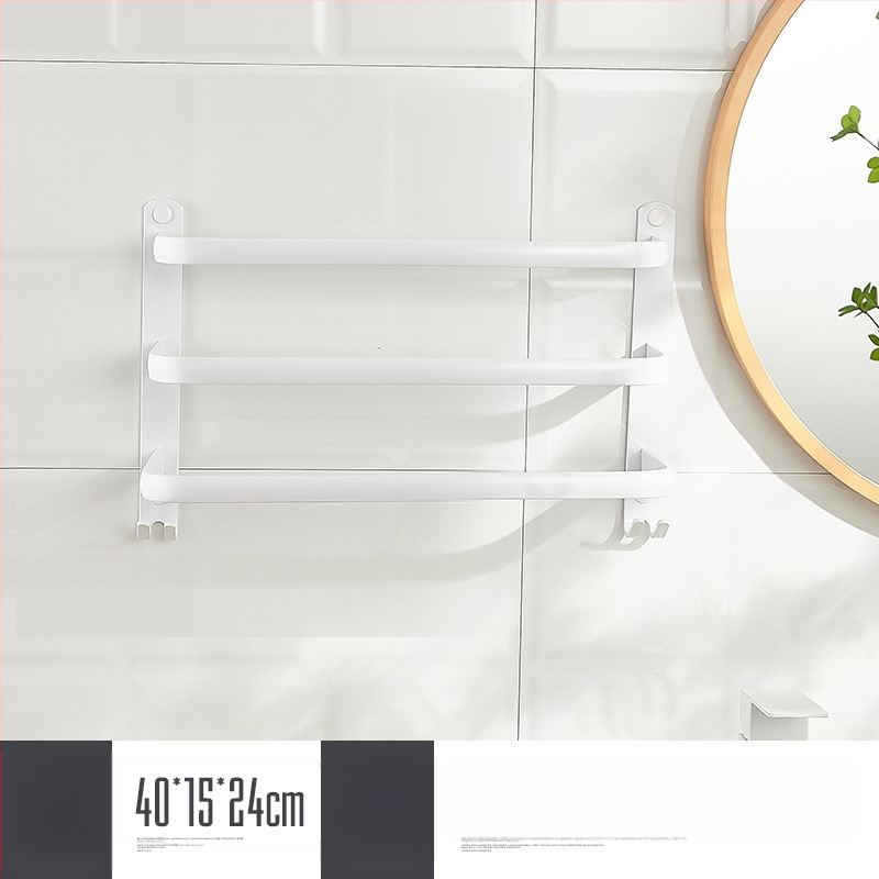 Sieninis rankšluosčio laikiklis be gręžimo – aliuminio lydinys, trijų lygių, 15 kg apkrova, emalio danga