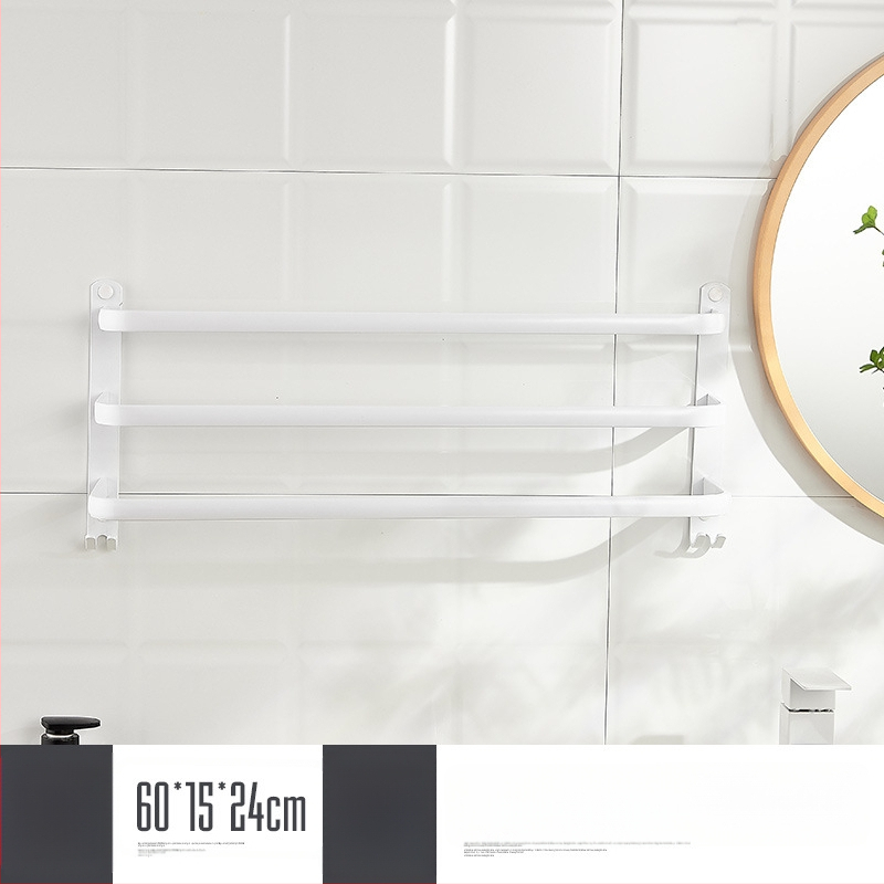 Sieninis rankšluosčio laikiklis be gręžimo – aliuminio lydinys, trijų lygių, 15 kg apkrova, emalio danga