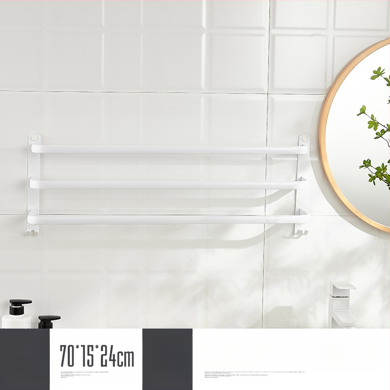 Sieninis rankšluosčio laikiklis be gręžimo – aliuminio lydinys, trijų lygių, 15 kg apkrova, emalio danga