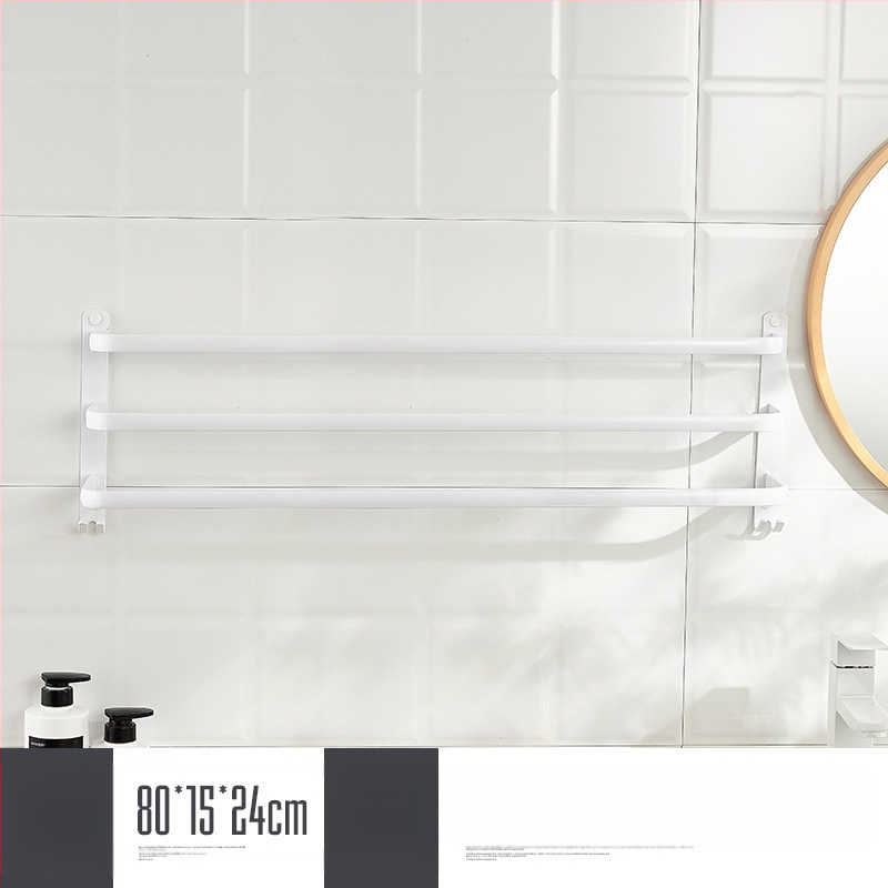 Sieninis rankšluosčio laikiklis be gręžimo – aliuminio lydinys, trijų lygių, 15 kg apkrova, emalio danga