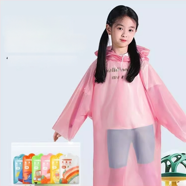 Ühekordne lapse vihm pončo, täis pikkus, multikas stiilis, paks versioon