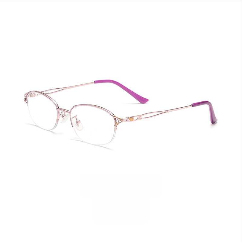 Lasīšanas brilles no ļoti vieglas sakausējuma ar pusrāmja rāmi, AC lēcas, anti-zilā gaismas aizsardzība un radiācijas izturība.