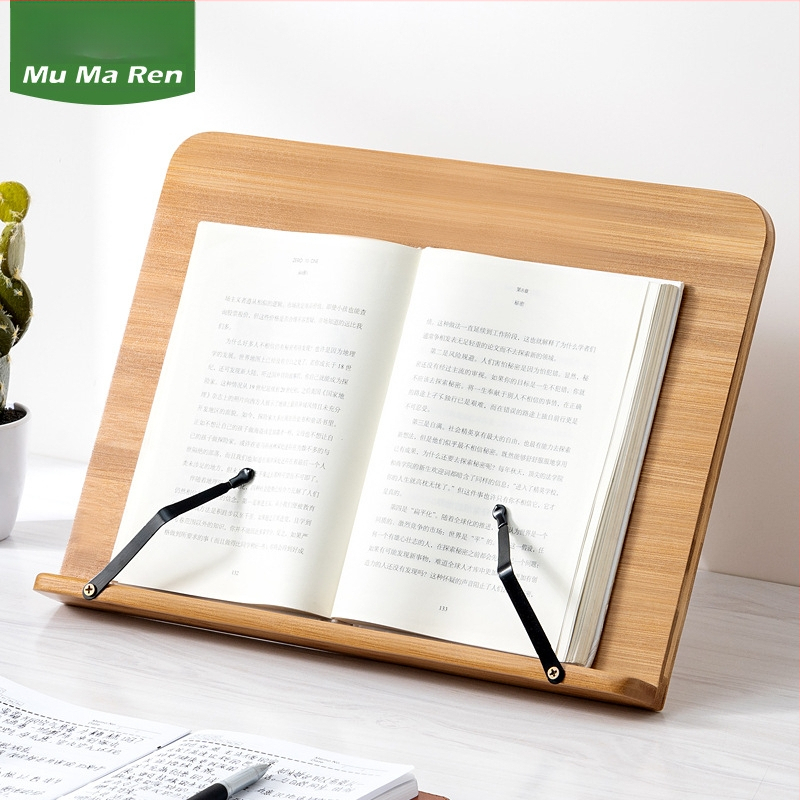 Darbalaučio knygų laikiklis studentams ir vaikams, bambuko medžiaga, modelis 2521YDJ, modernus minimalistinis stilius, aukščio reguliavimas.