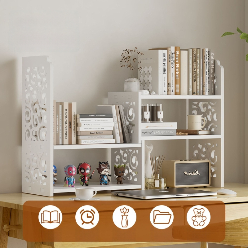 Stalo knygų laikiklis, daugiaaukštė PVC lentyna, svoris 1,6 kg, biuro stalinis organizatorius