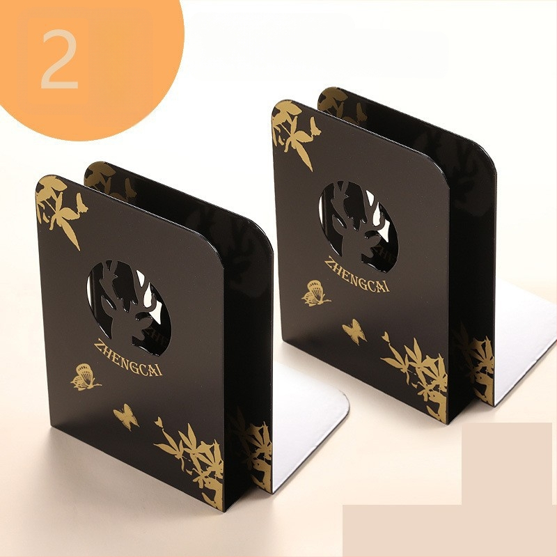 Metalo knygų stovas su skyrikliu ir klipu - Modelis C30504, Reverse, geležinis stalo knygų laikiklis, 430 g