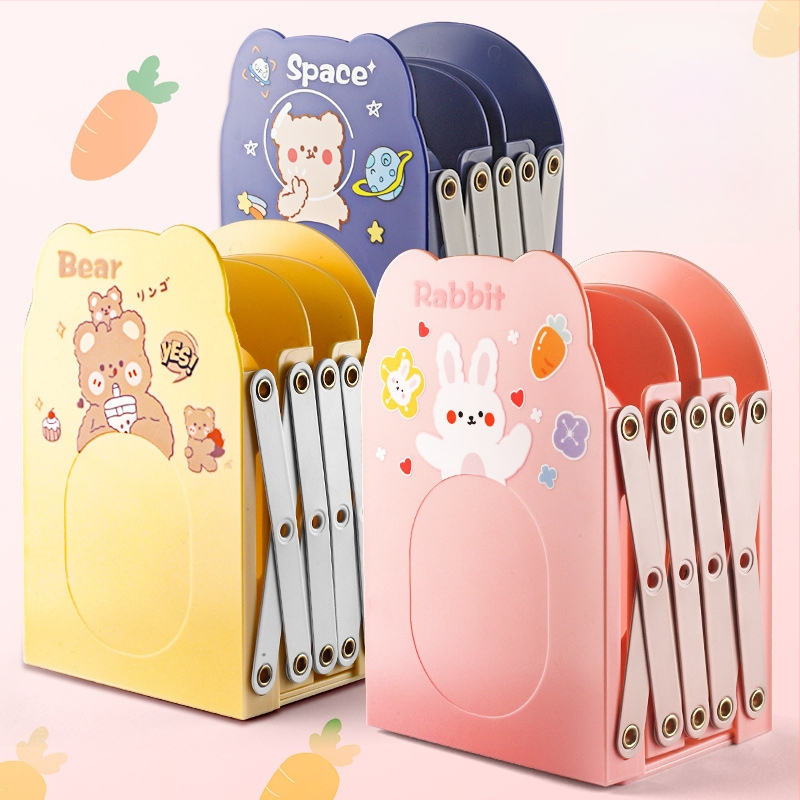 Animacinis ištraukiamas knygų laikiklis biurui, PET medžiaga, HC-9696, vienas pakuotėje, dovana paruošta