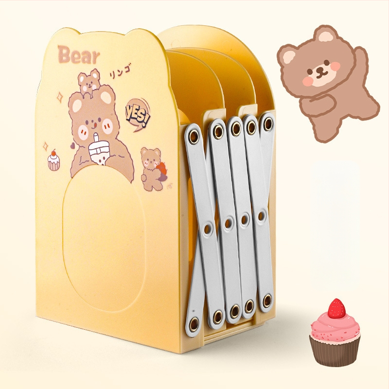 Animacinis ištraukiamas knygų laikiklis biurui, PET medžiaga, HC-9696, vienas pakuotėje, dovana paruošta